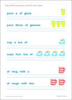 English nouns: worksheets for learning