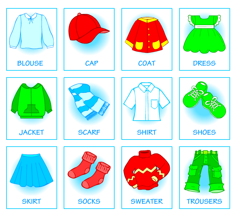 Picture dictionaries for learning English. Clothes
