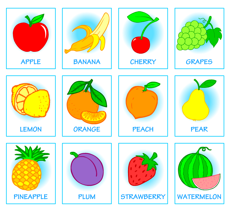 English picture dictionaries. Fruits