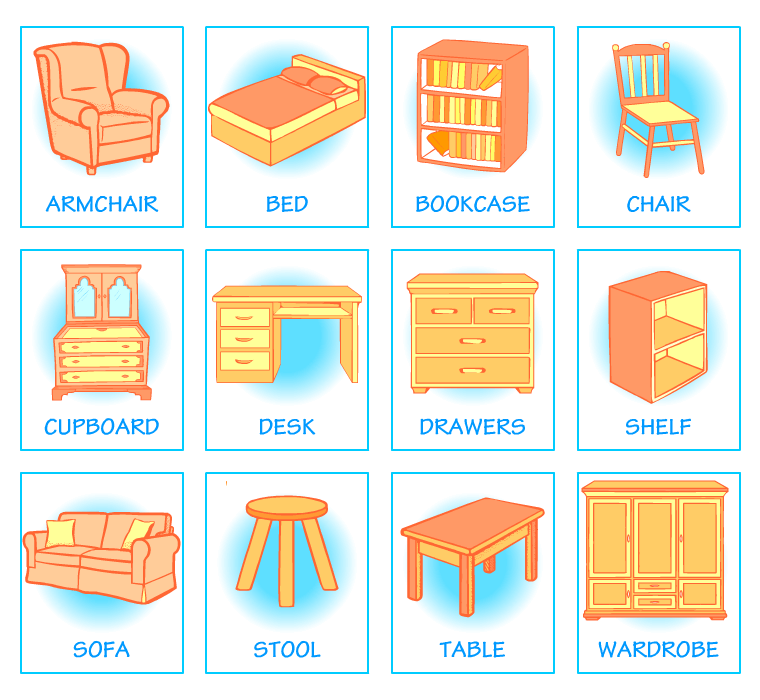 Picture dictionaries for kids. Furniture
