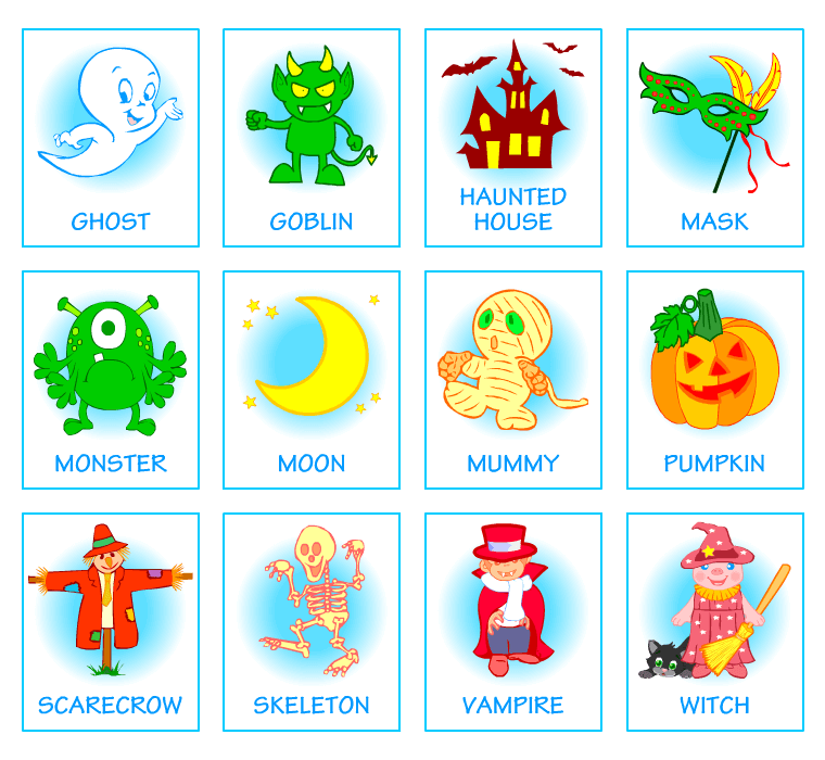 Picture dictionaries for earning English. Halloween