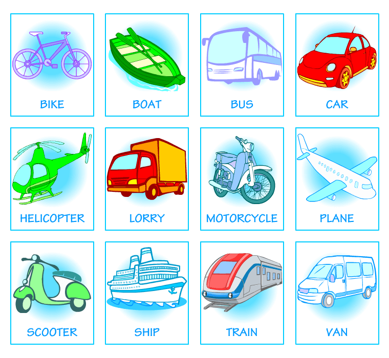 Picture dictionaries for learning English. Transport