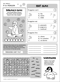 English printable resources: Penguin worksheets