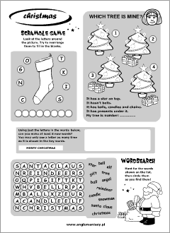 Christmas worksheets for kids learning English