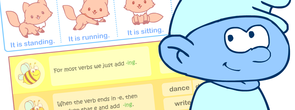 English grammar for kids: present continuous posters