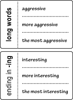 Long adjectives flashcards: comparison