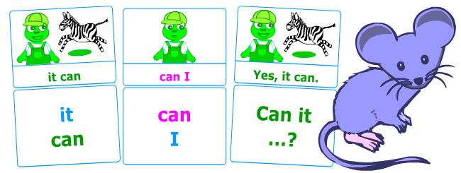 English grammar for kids: verb can flashcards