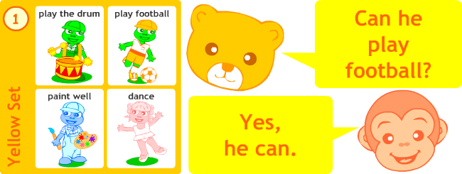 English grammar for kids: verb can games