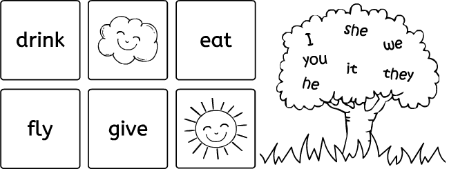 English grammar for kids: present simple tic-tac-toe games