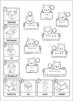 Prepositions worksheets: anagrams