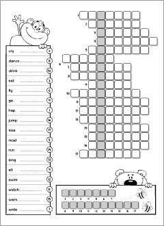 Present continuous worksheets: crossword