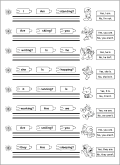 Present continuous worksheets: questions