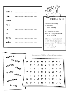 Present continuous wordsearch for ESL kids