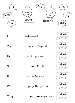 Worksheets for learning English present simple