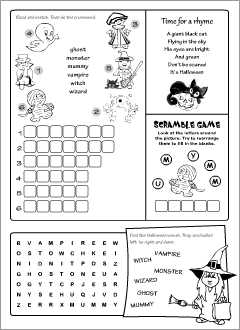 Halloween worksheets for learning English