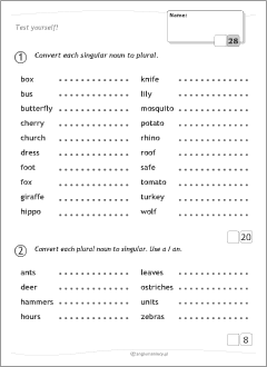 English nouns: worksheets for teaching