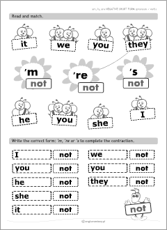 Worksheets to teach English verbs
