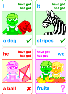 Grammar games for learning English verbs