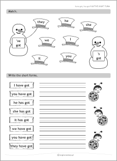 Worksheets for learning English verbs