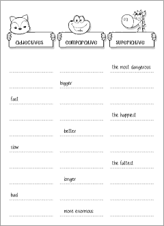 Worksheets for learning English adjectives
